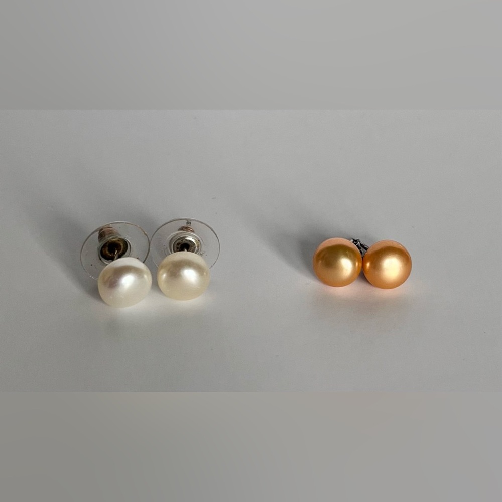 Set of Two Pearl Stud Earrings